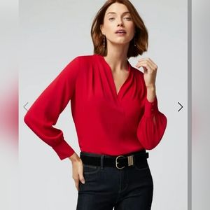 Pleat shouder v neck blouse White House Black Market